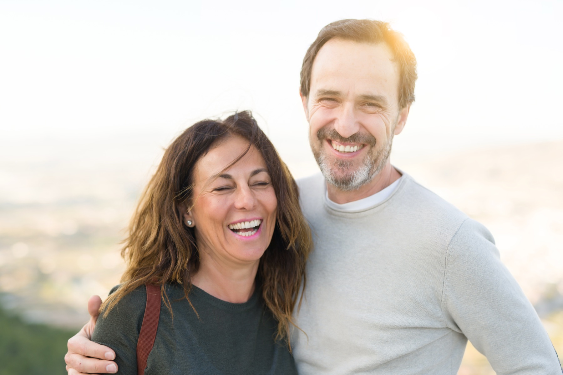 Smiling couple outdoors